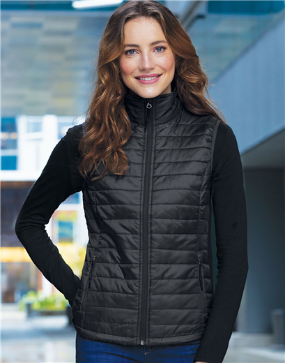 Women's Puffy Vest – Water-Resistant, Zip Front, Drawcord Hem, Port Pocket For Embroidery - View #4