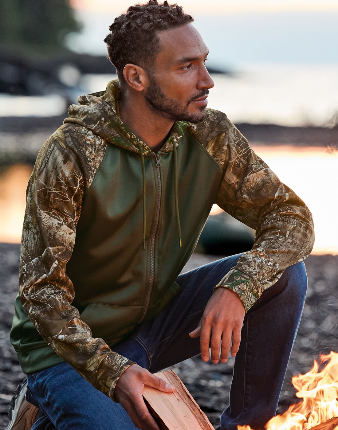RU452 Realtree® Performance Colorblock Full-Zip Hoodie custom