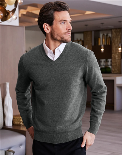 SW2850 Men's Easy Care V-Neck Sweater custom embroidered or