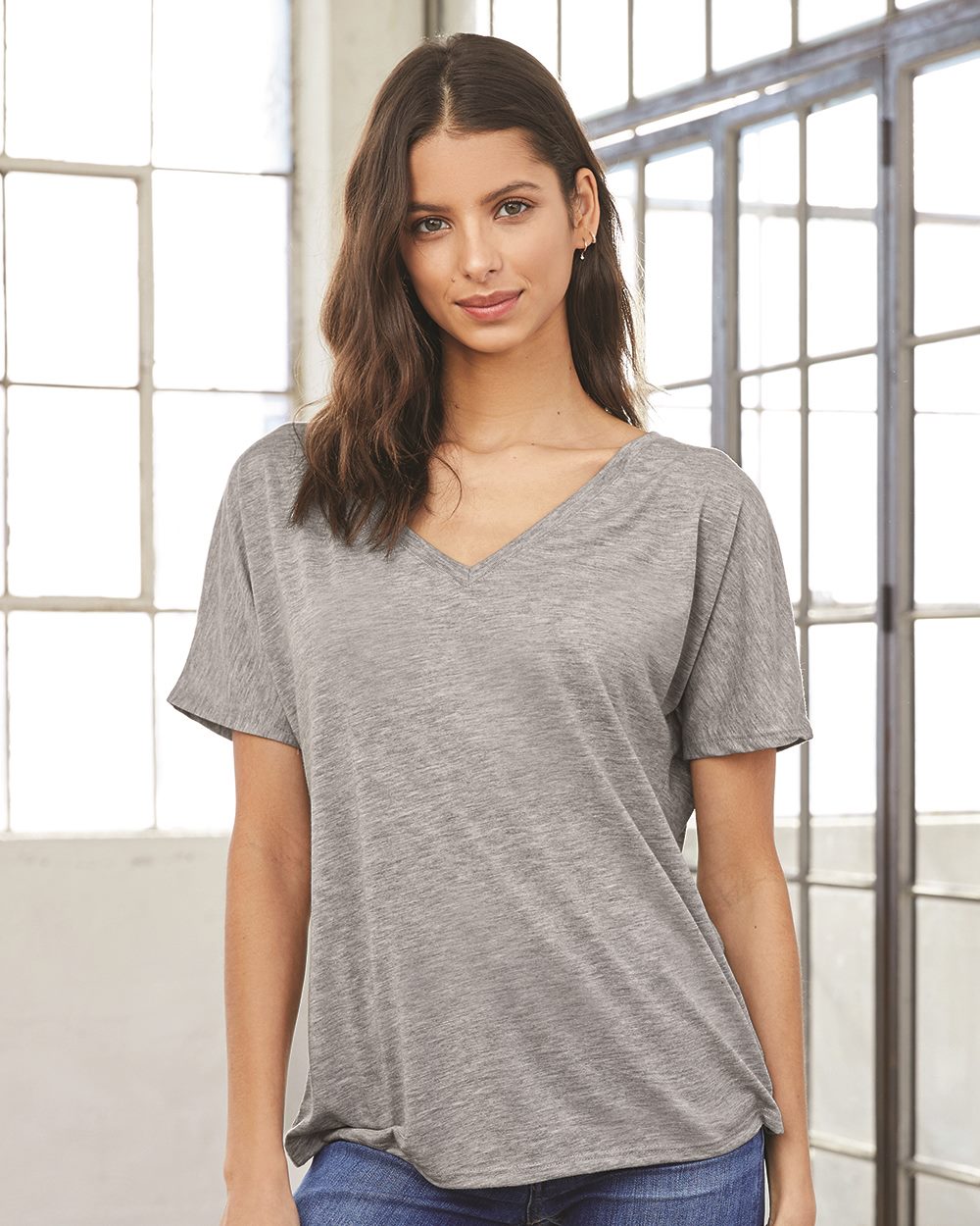 Slouchy V-Neck Tee custom embroidered 